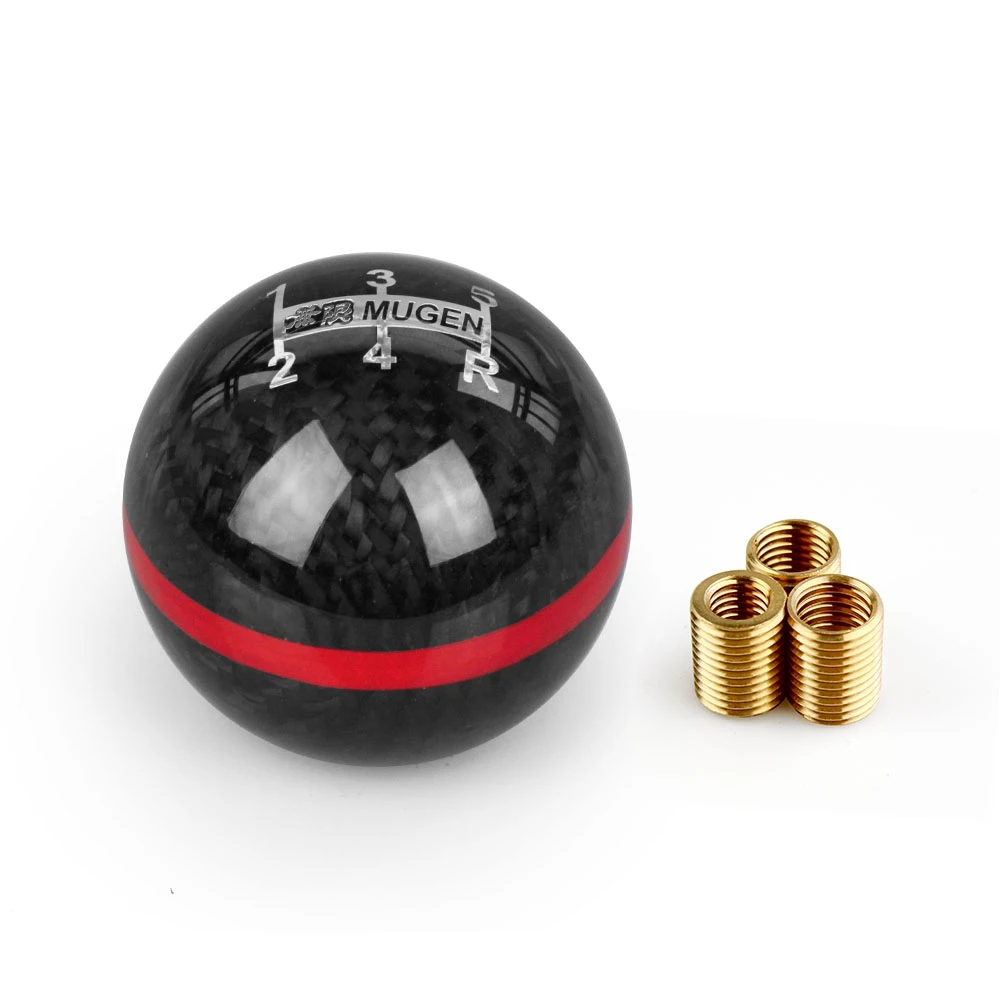 Mugen Carbon Fiber Manual Transmission 5 Speed Racing Gear Shift Knob Round Red