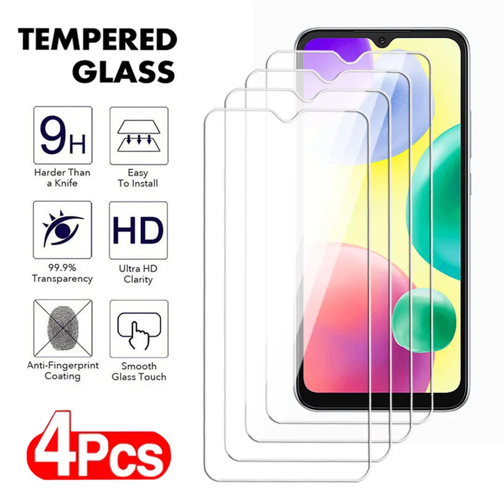 4Pcs 9D Transparent For xiaomi Redmi Note 10 lite Pro Max 4G 5G Tempered Glass Screen Protector Redmi 10A 10C 10S 10T 4G 5G Film