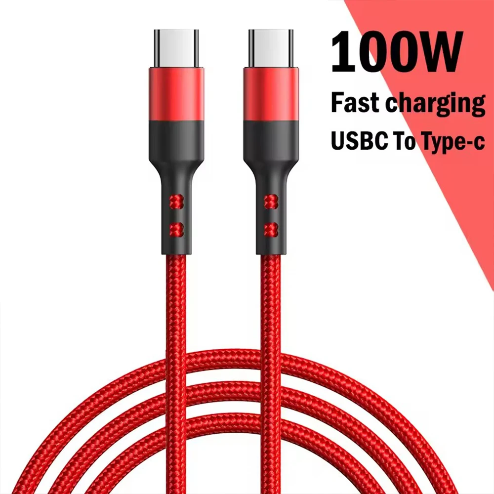 PD 100W USB Type C To C Cable For Samsung For Xiaomi For iPhone 15 18 17 Data Charger QC Quick Fast Charge Cord 1m