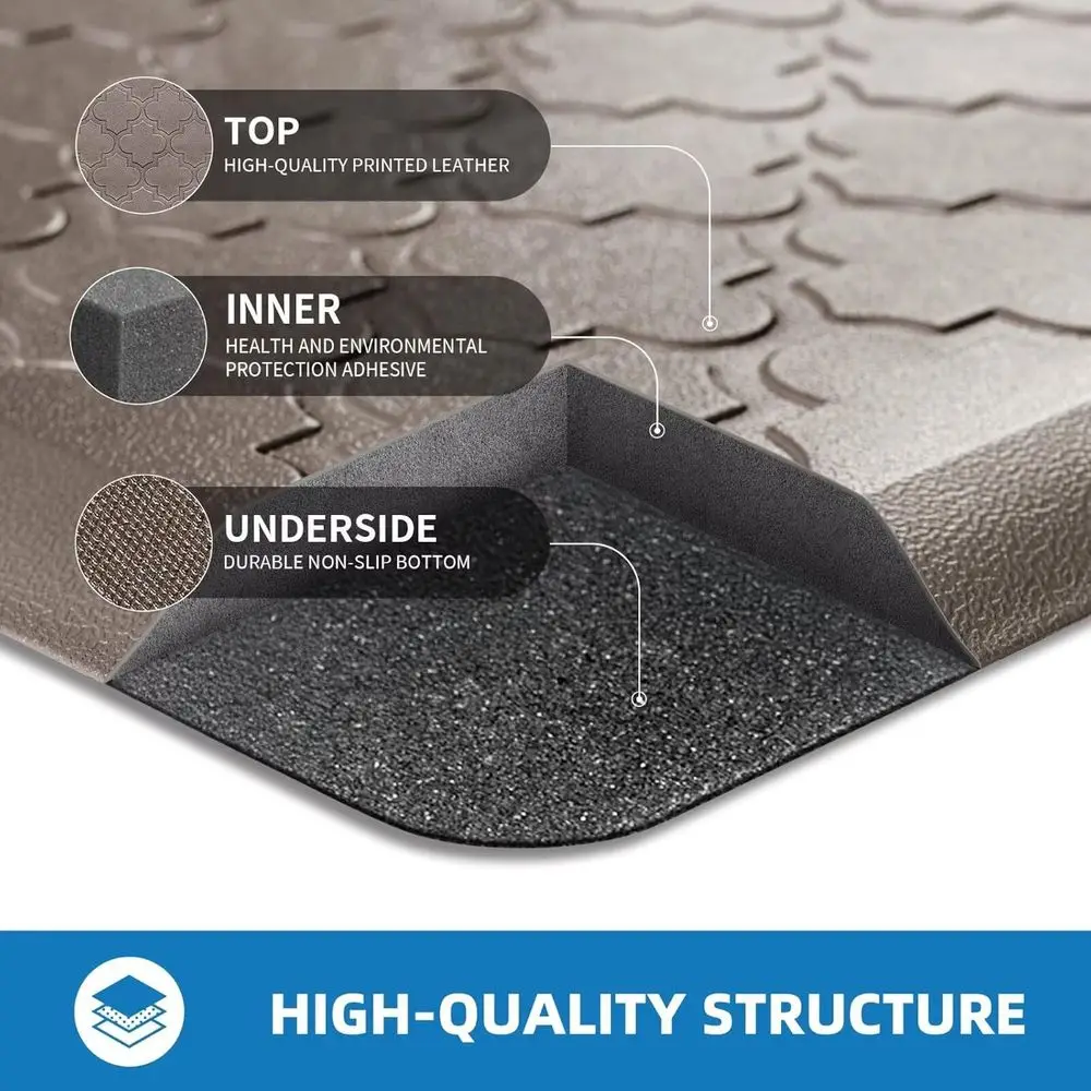 سجاد مطبخ مضاد للتعب مكون من قطعتين - سجاد مبطن غير قابل للانزلاق للدائمة والمكتب والحوض والغسيل والكاكي