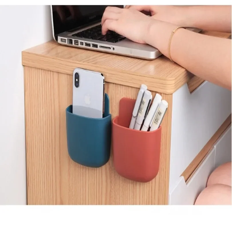 Wall Mounted Organizer Storage Box Remote Control Air Conditioner Storage Case Mobile Phone Plug Holder Stand Container Rack 1PC