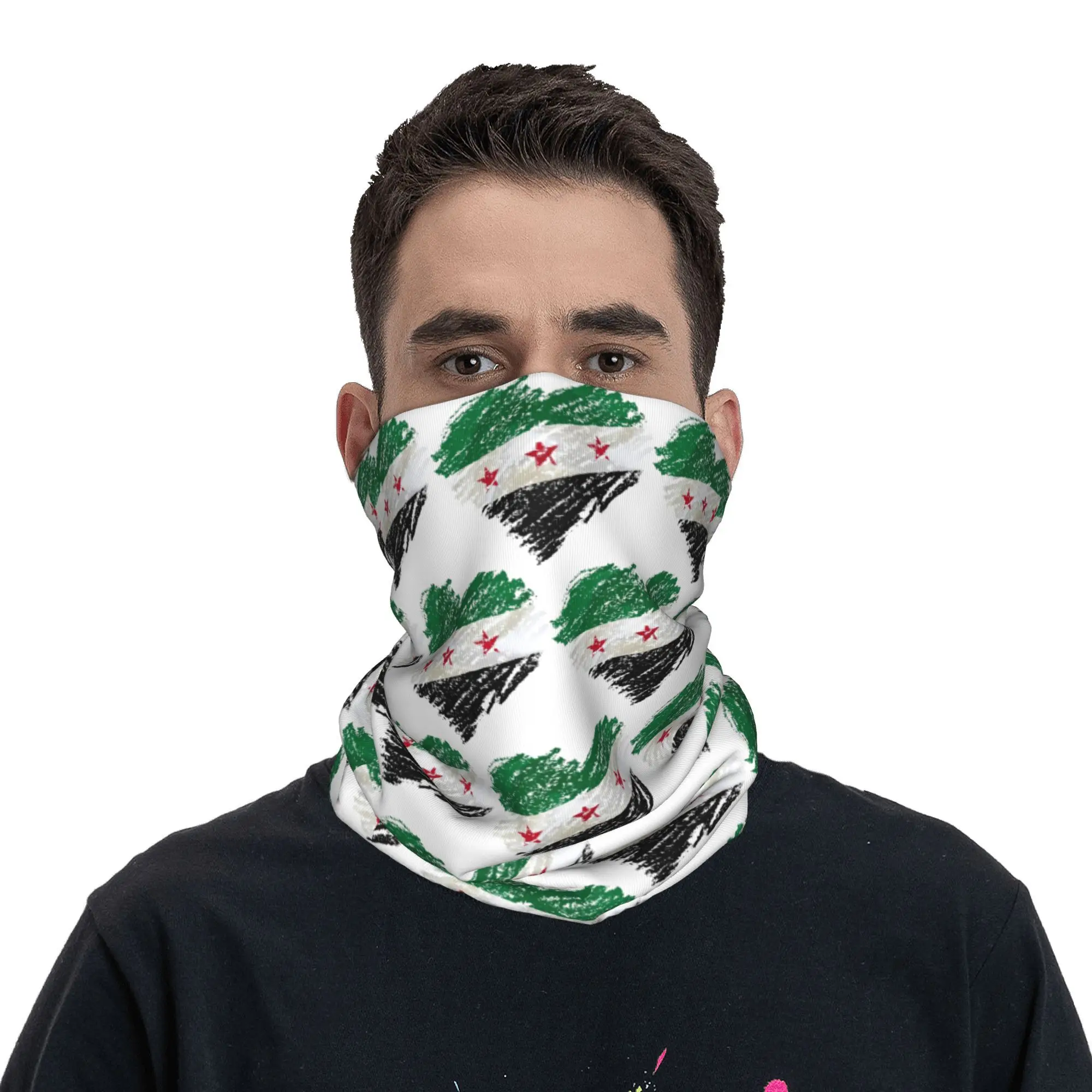 Syria Flag Bandana Neck Cover Printed  Balaclavas Wrap Scarf Warm Cycling Outdoor Sports Unisex Adult Breathable