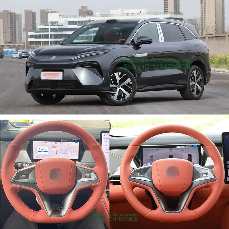 

Hand-Sewn Alcantara Non-slip Suede Nappa Leather Car Steering Wheel Cover Wrap for BYD Tang L DM-p EV 2025 Interior Accessories
