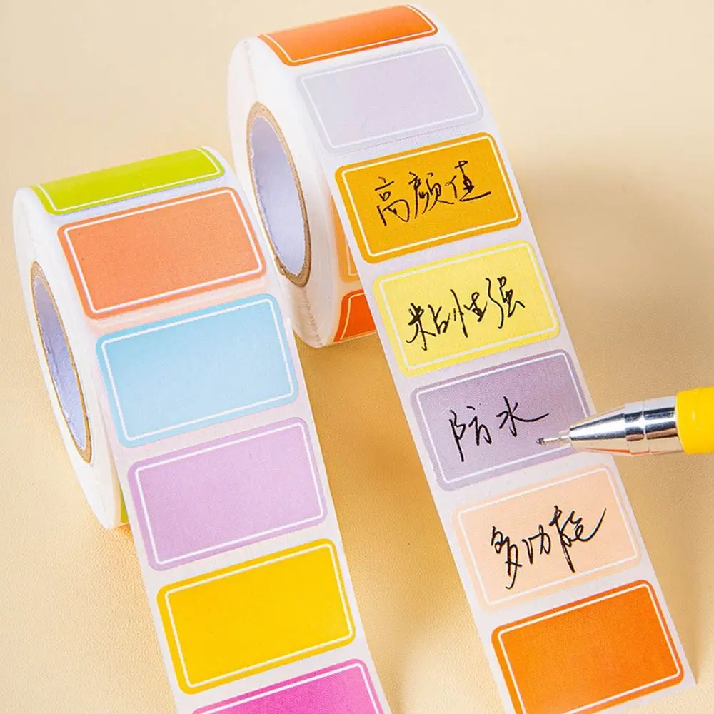 1Roll Color Blank Label Sticker Waterproof Name Sticker Self-adhesive Labels Index Writable Name Tag Sticker Stationery Supplies