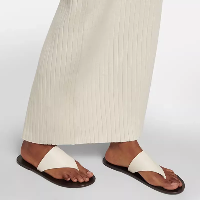 

Fashion Minimalist Leather Slippers Flat Sandals Flip-flops Comfortable Flip-flops for Women