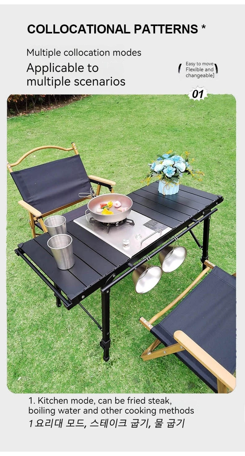Lohascamping Lightweight Camping Folding Multifunctional IGT Table Roll Brazier Table Adjustable Leg Desktop Burner BBQ Table
