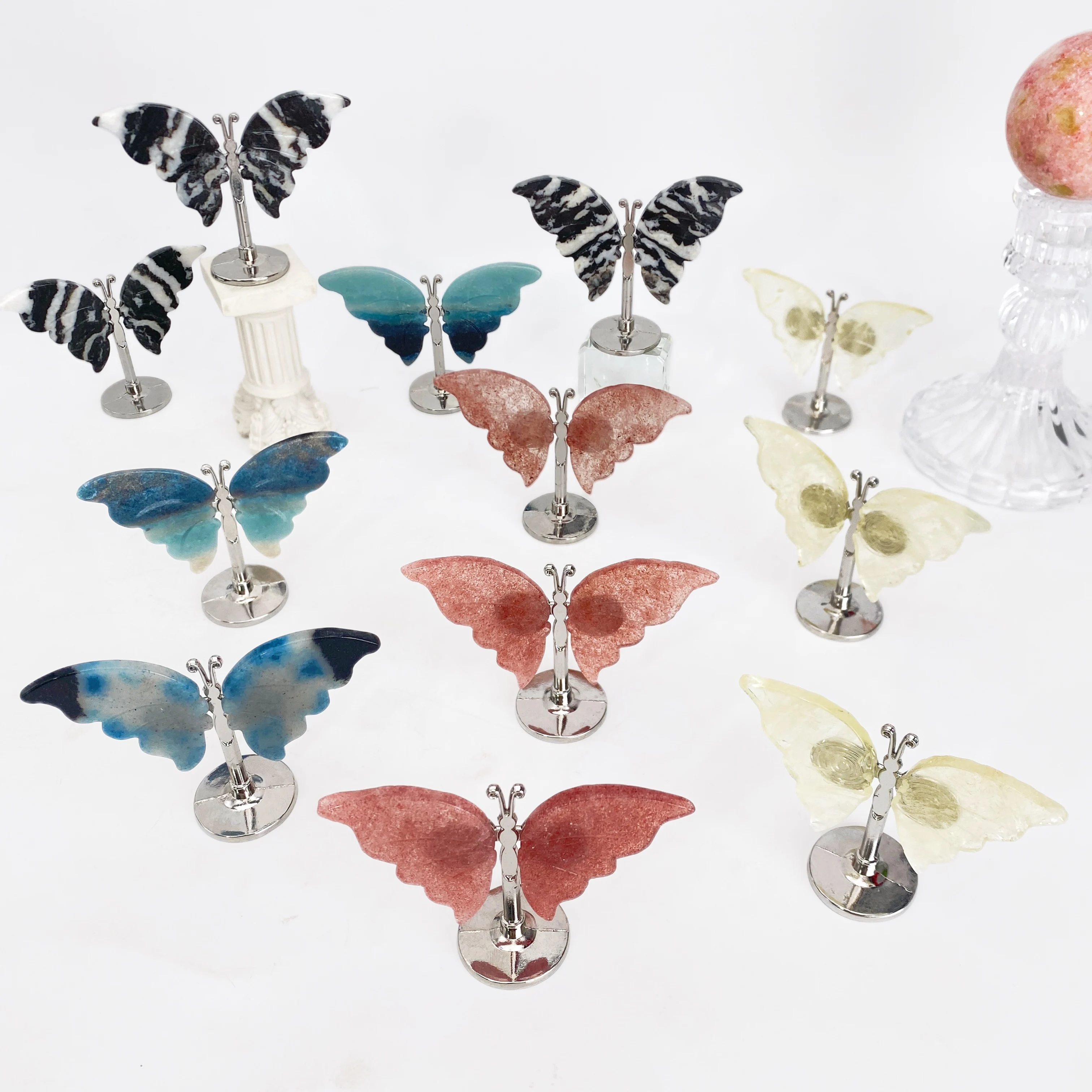 1PC High Quality Natural Multi-material Butterfly,Birthday Gift,Women Gift,Scene Decoration,Crystal Ornaments,Table Decoration. view 3