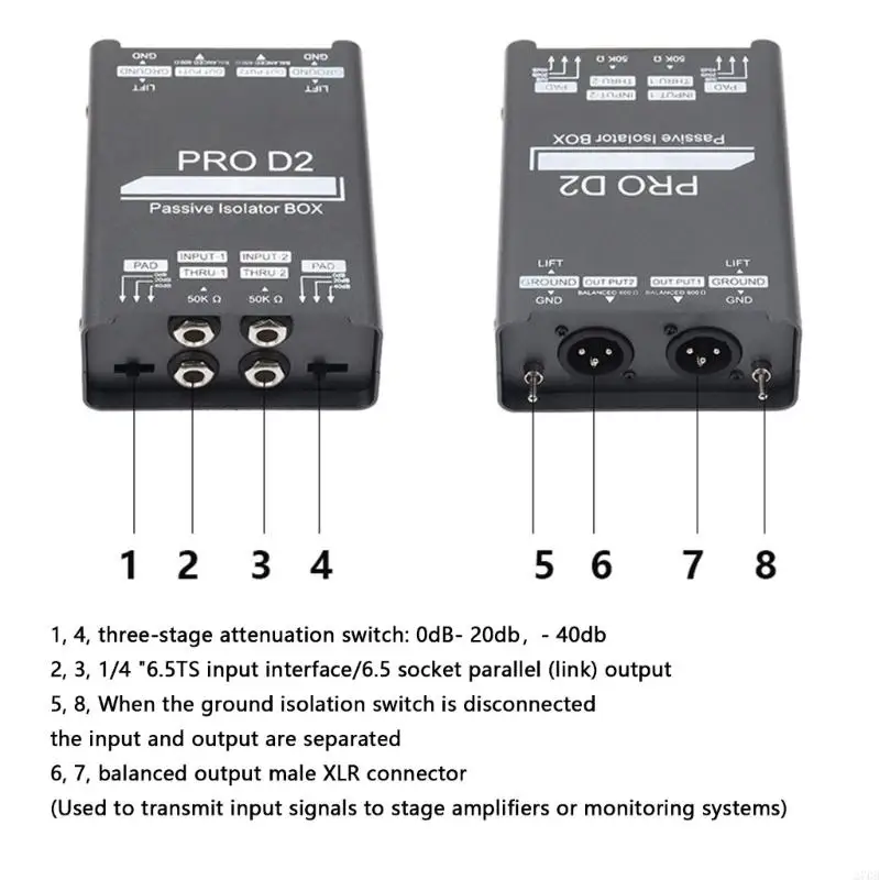 270B Double Channel 6.5 Mixers Sound Isolator Currents Sound Noise Microphones Common Ground Filter 20Hz -20kHz for Guitar