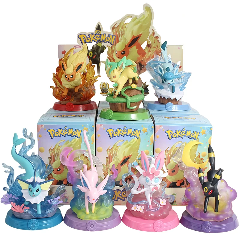 Pokemon Eeveelution Espeon Sylveon Glaceon Leafeon Vaporeon Umbreon Flareon Anime Abbildung Modell Blind Box Spielzeug Geburtstag Geschenke