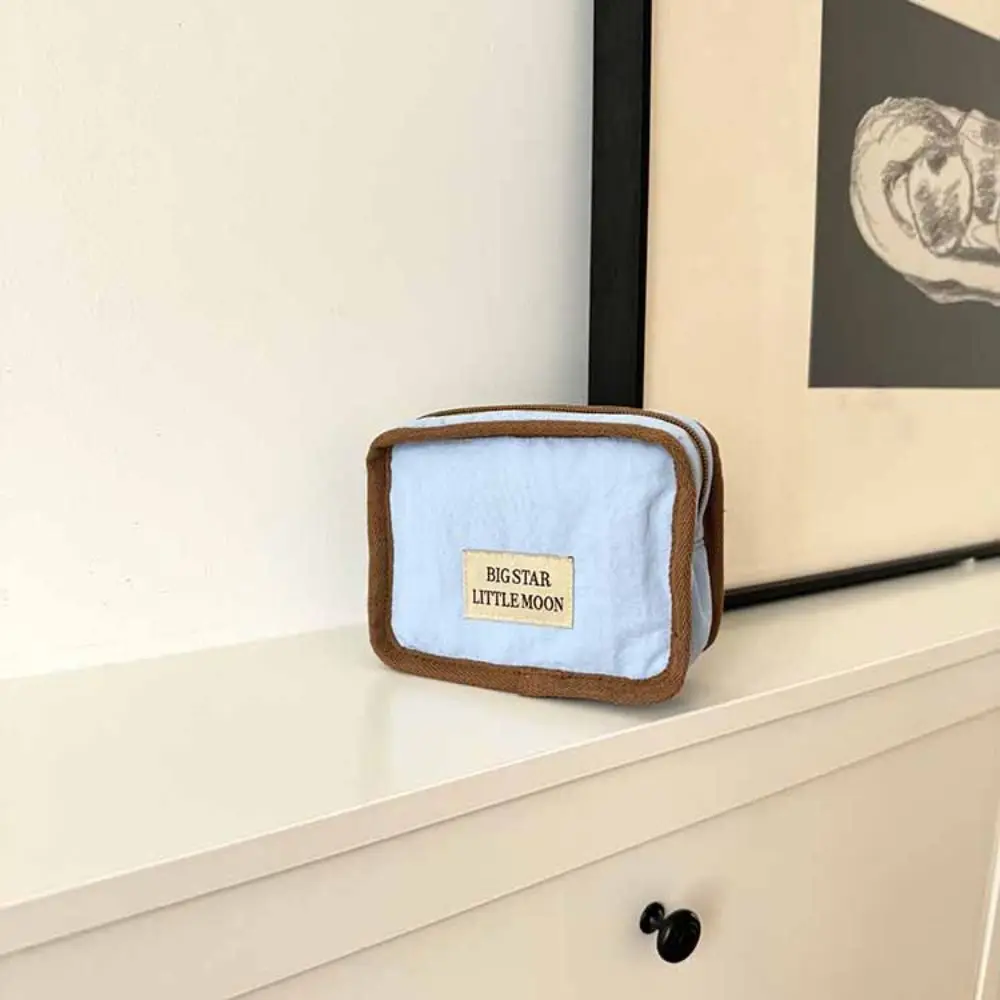 

Portable Contrast Color Cosmetic Bag Korean Style Zipper Pouch Solid Color Coin Purse Soft Wallet Sanitary Napkin Storage Bag