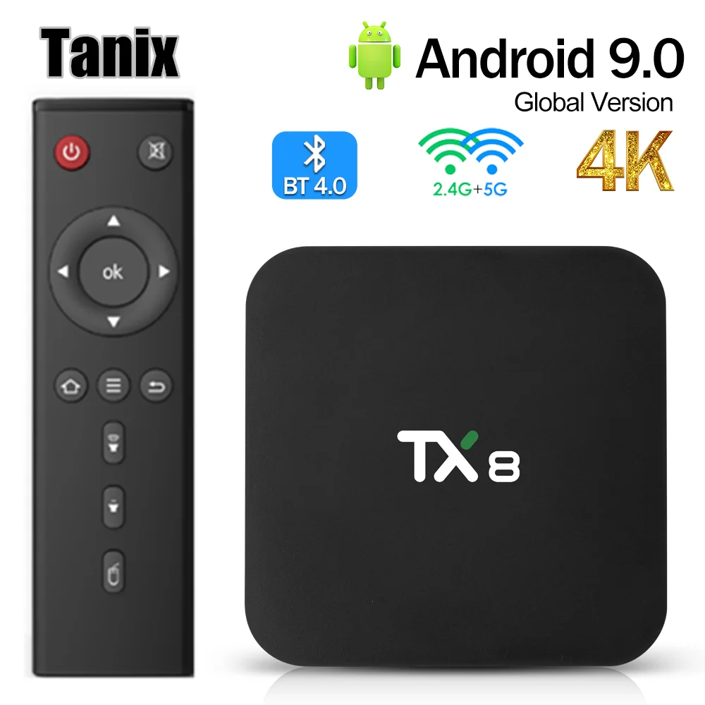 TANIX TX8 Android 9.0 Smart TV BOX Rockchip RK3318 4GB RAM 64GB ROM USB3.0 BT AV1 2.4G/5G Wifi 4K HD Media Player Set Top BOX