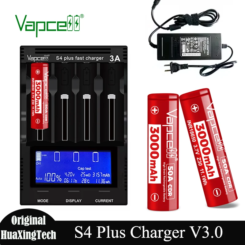Original Vapcell S4 Plus Schnellladegerät oder Z30 18650 Akku 50A 3,7V Wiederaufladbare Lithium-Batterien Hochleistungs-18650-Li-Ionen-Zellen