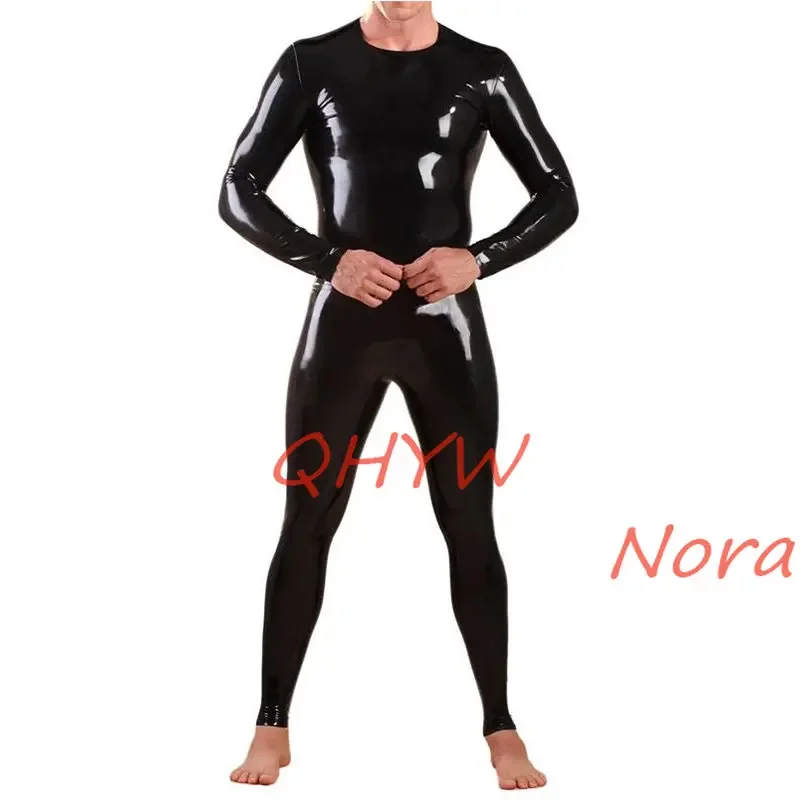 Handmade Natural Latex Male Catsuit with Back Zip Sexy Full Body Rubber Bodysuits Customize XS-XXL Plus Size