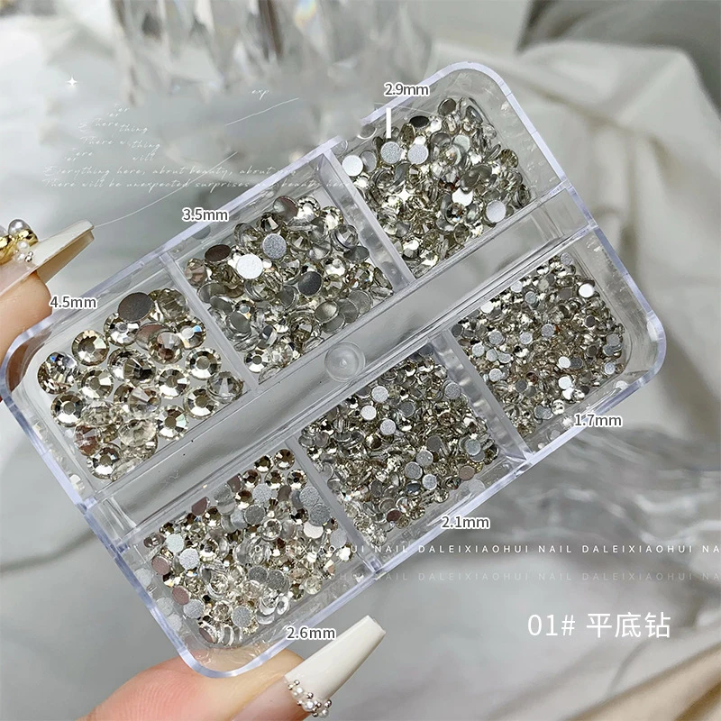 950-1000Pcs AB/Clear Round Crystal Nail Art Decoration SS4-SS20 Mini Glass Nail Diamond 3D AB Flatback Manicure Rhinestone