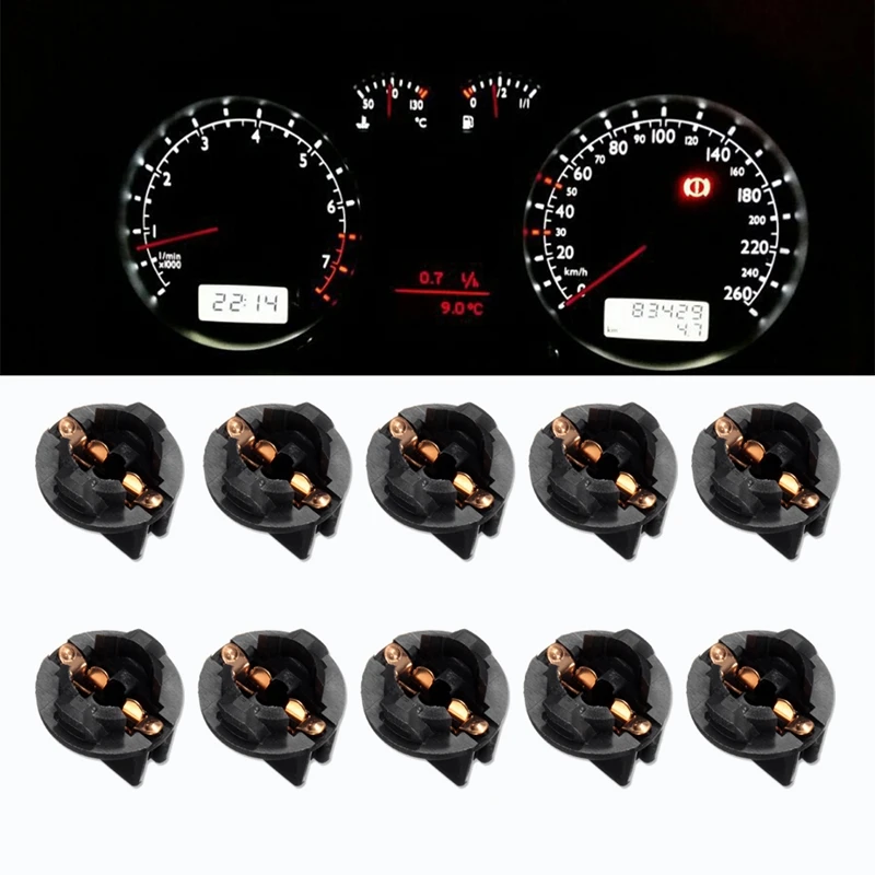 10 Pieces T10 Socket Dashboard Instrument Panel Socket T10 W5W 168 192 194 Twist Lock Wedge Bases Lamp Dash Bulb Plug