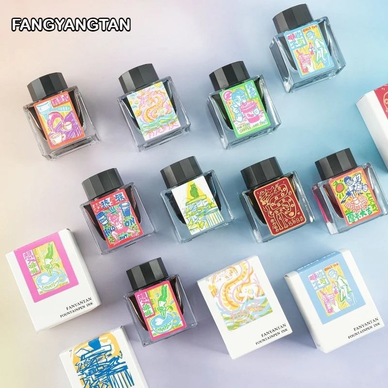 

Чернила для перьевых ручек FANGYANGTAN, 20 цветов, 50 мл, глянцевые, безуглеродные, градиентные, для стеклянных перьев, канцелярские товары, школьные принадлежности