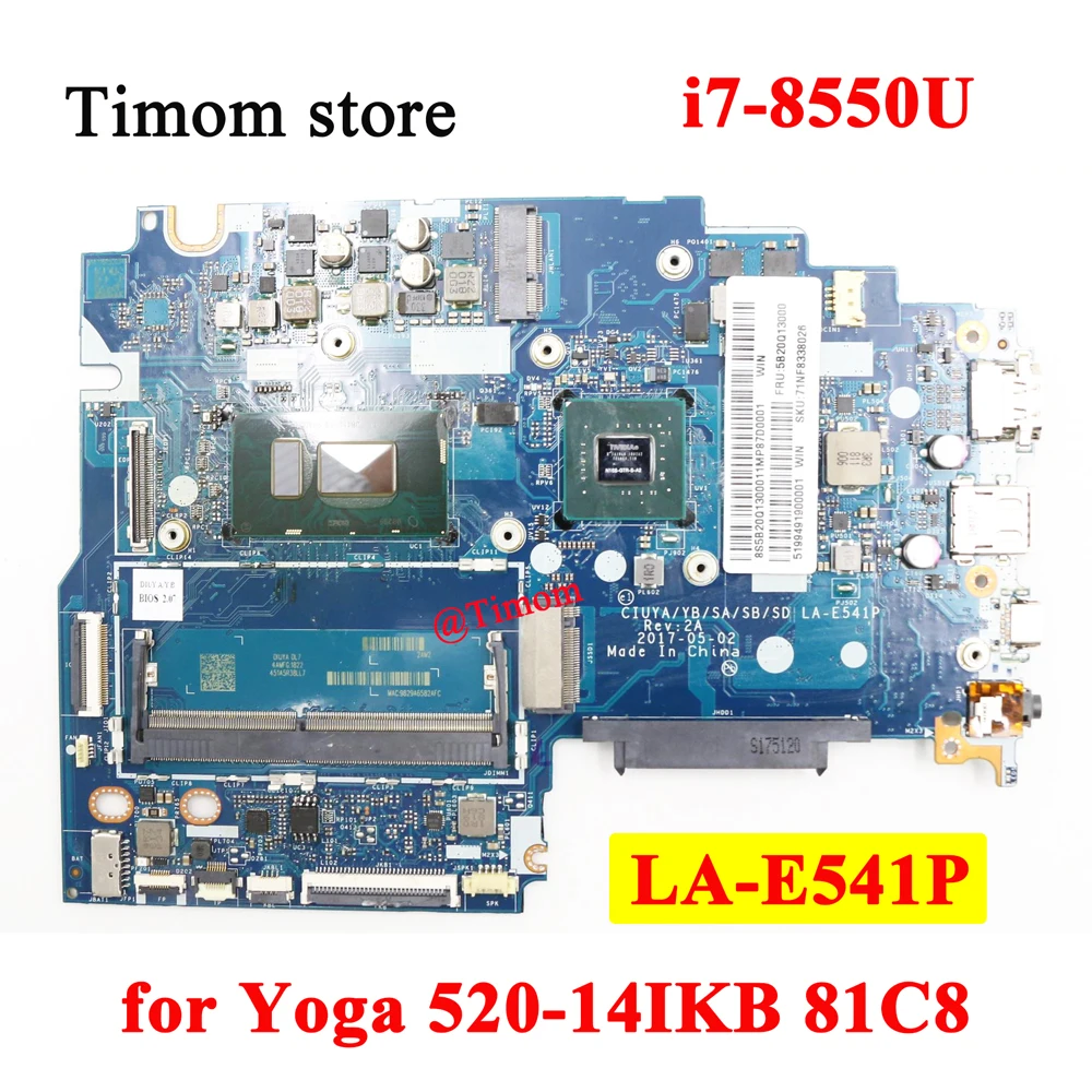 

i7-8550U 2G for Ideapad Yoga 520-14IKB 81C8 100% Original Tested Lenovo Laptop Independent Motherboard LA-E541P