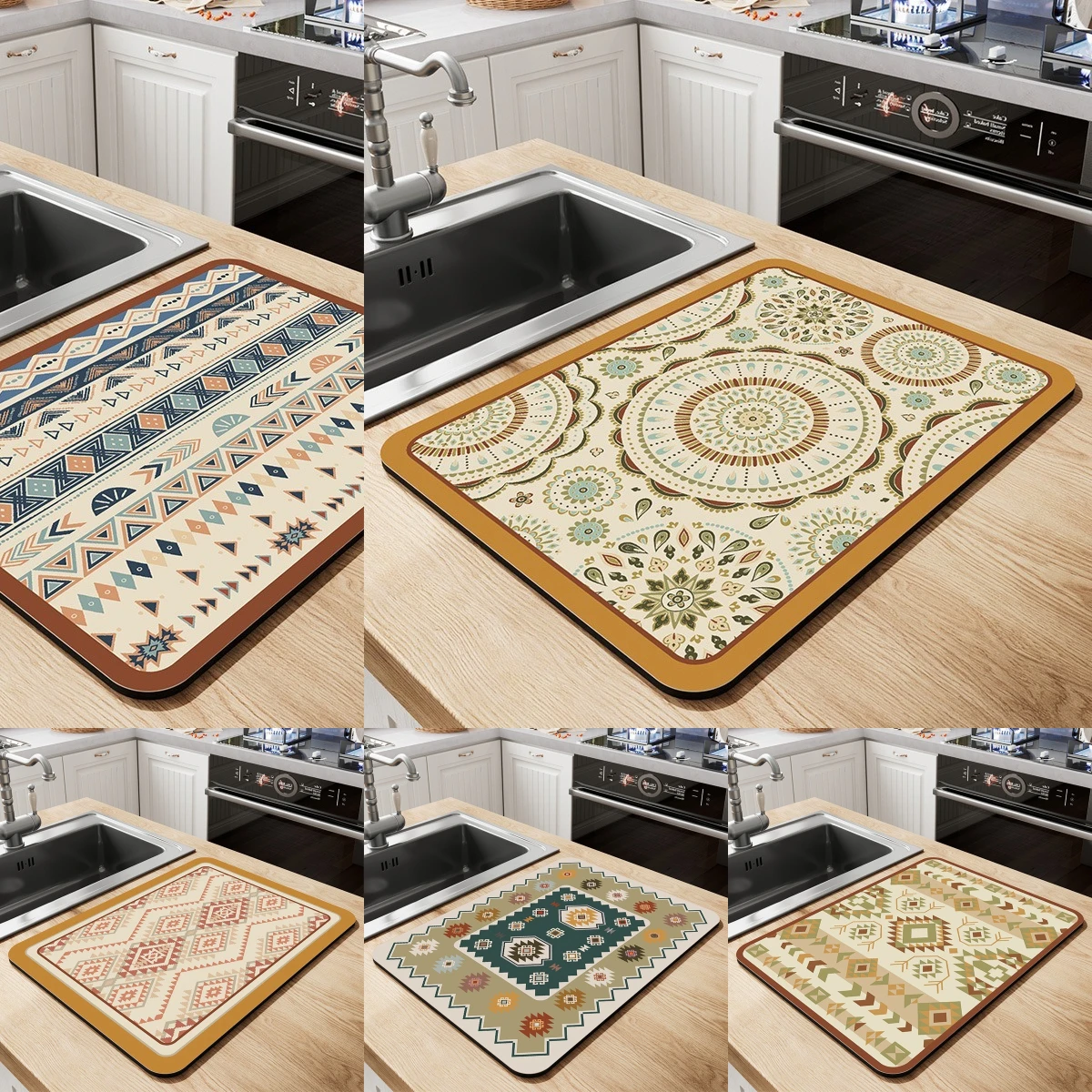 

Сливный коврик для кухонной столешницы, коврик для чашки, коврик для чаши, коврик для тарелки с диатомовой землей, водопоглощающий маслостойкий коврик, изоляционный коврик для барной стойки