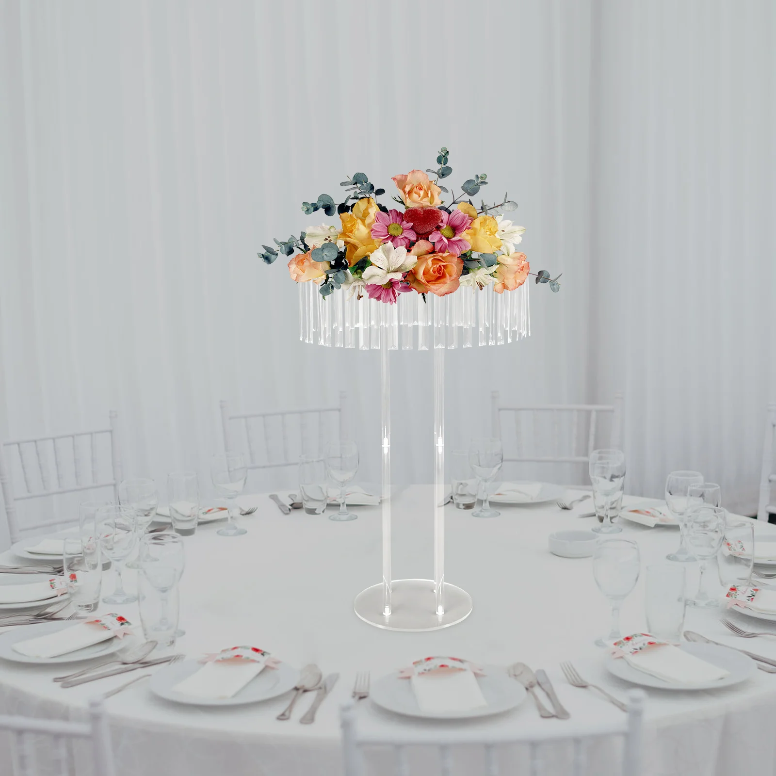 

Прозрачная акриловая однослойная подставка для цветов со льдом 50*80 см, современное свадебное украшение, многослойная подставка для цветов