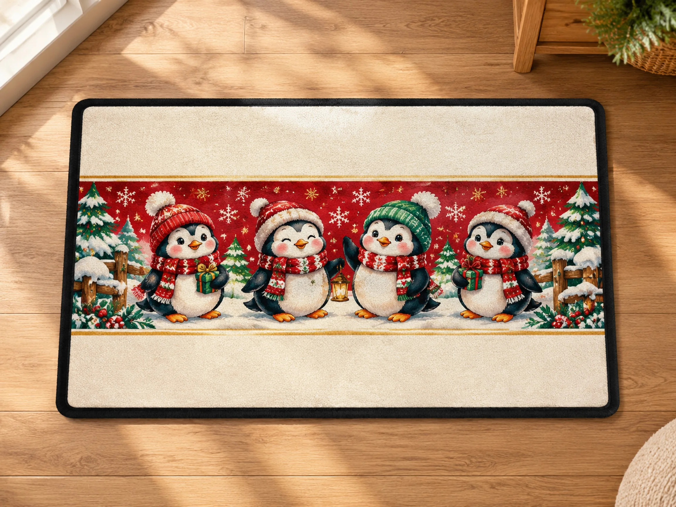 Christmas door mat Santa Claus Snowman Gingerbread man semicircular flannel non-slip front door mat Holiday home decoration