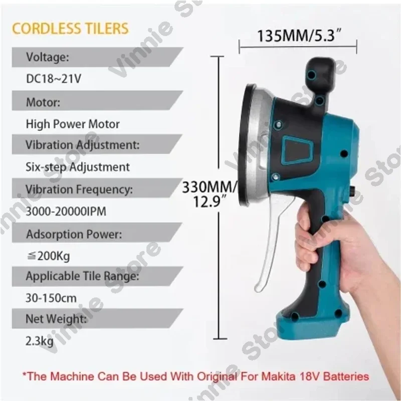 6 Speed Tile Laying Machine Tile Vibration Leveling Machine Cordless Tile Installation Power Tool for Makita 18V Battery