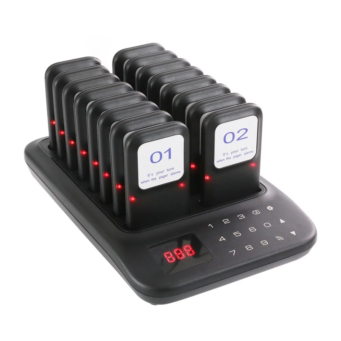 Vibrating Pager System, Buzzers for Restaurant, 1000ft Long Range, Vibration, Flashing and Buzzer, 16 Pagers and Beepers