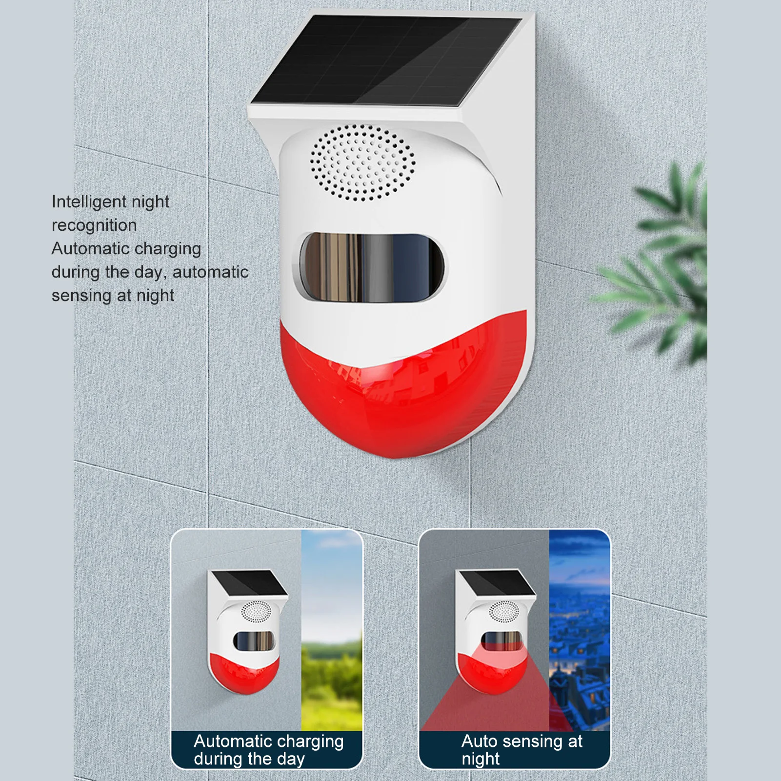 

Outdoor Solar Motion Sensor Alarm Outdoor Solar Powered Safety Wireless Alarm with Sound Light Alert Solar Powered Safety Alarm