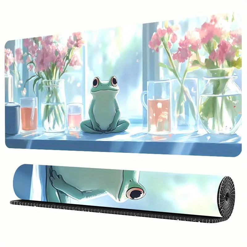 Cute Frog Window Sill Mouse Pad Durable Non-Slip Rubber Base Desk Mat for Office Gaming
