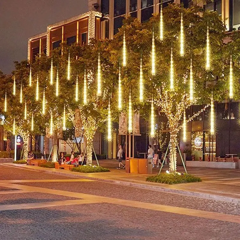 Outdoor LED 8 Tubes Meteor Shower Light String Christmas Light Garland Lighting Fairy Light Garden Street Decoration US/EU Plug