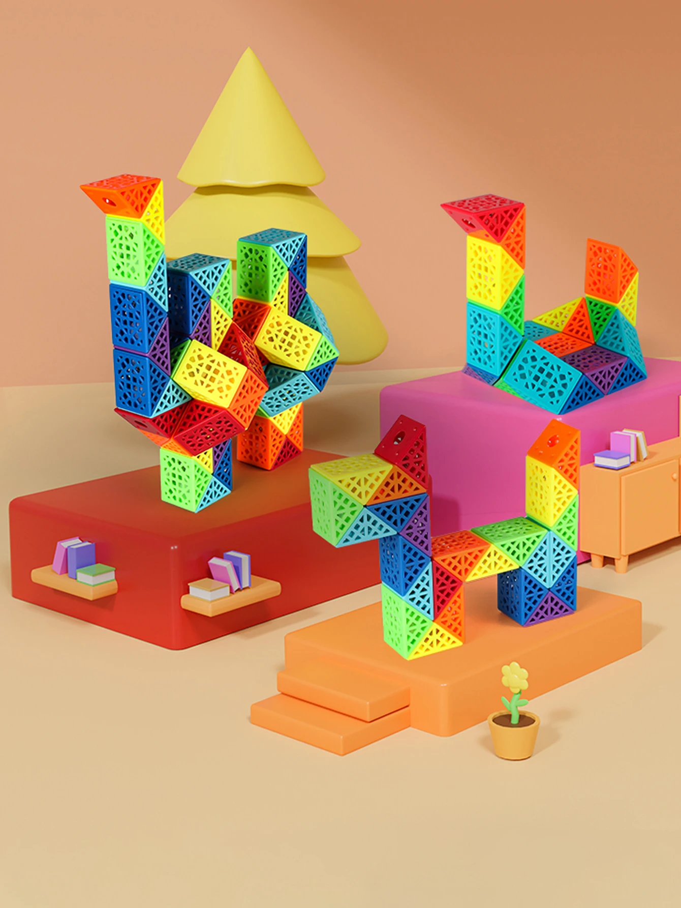 

SENGSO openwork Rainbow Magic Ruler 24 segments Brain Teaser Magic Sturdy Puzzle Educational Toys Rule Snake Spe