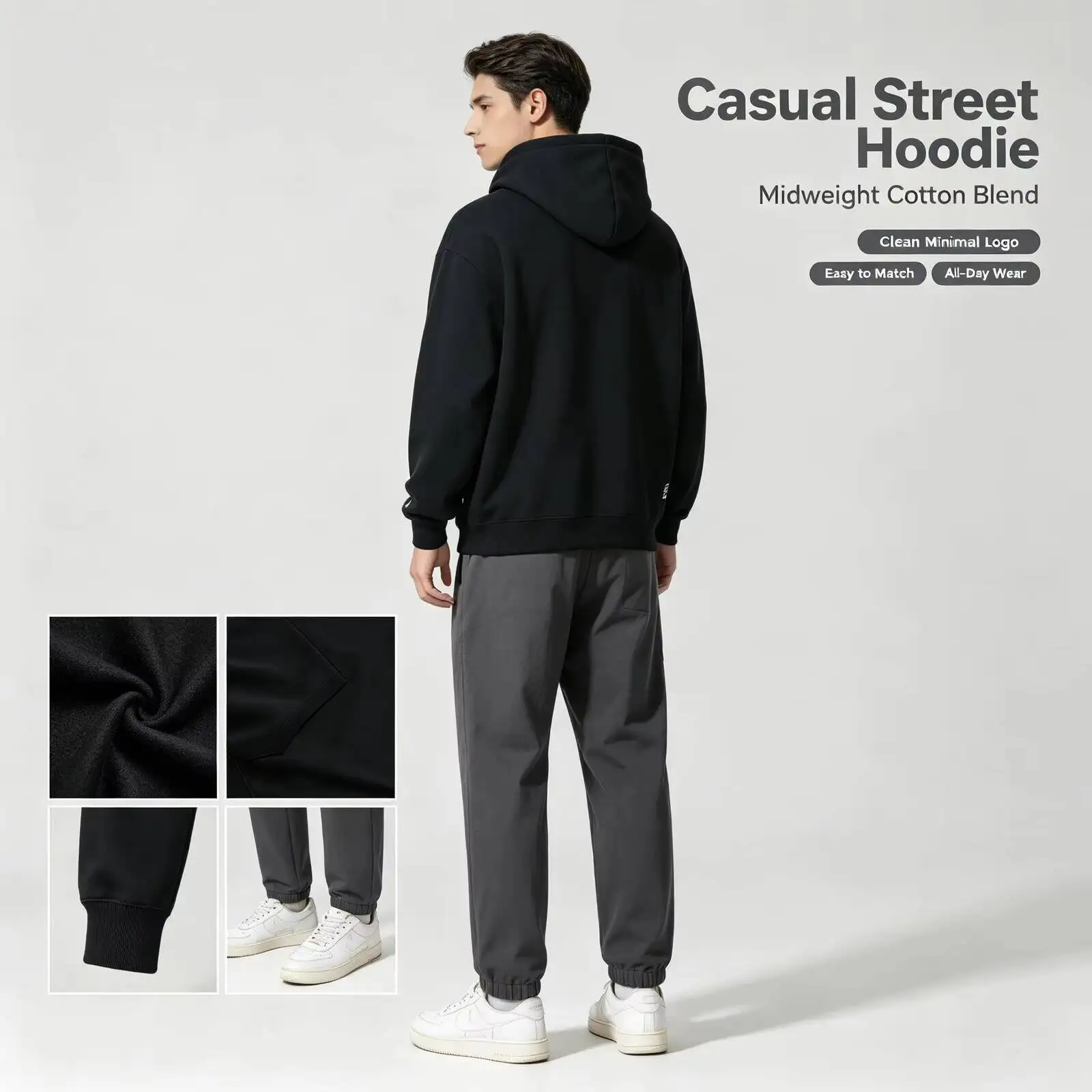 New Under Armour Men's Black Cotton Hoodie Premium Minimal Logo Casual Streetwear Loose Fit Sweatshirt for Everyday Wear