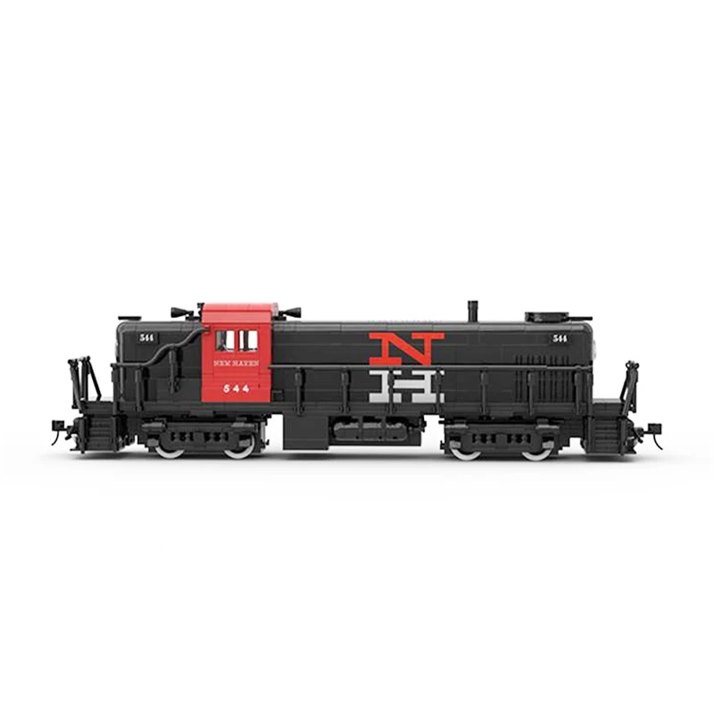 MOC-118290 City Railway Alco RS-3 New Haven Highway Passenger Train Building Block Assembly Model Brick Toy Gift