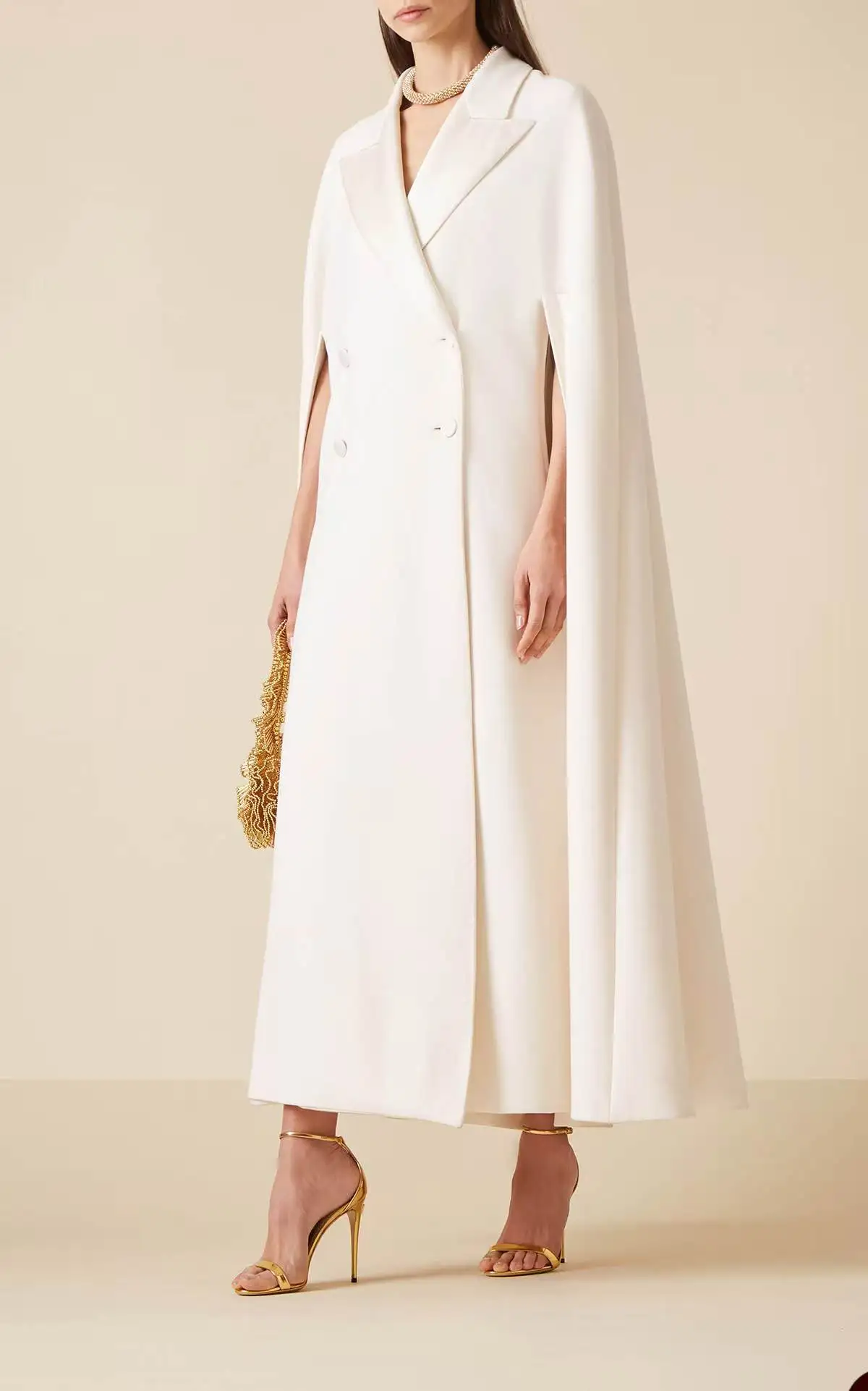 

Ivory Women Suit Skirt 1 Pcs Long Blazer Prom Dress With Wrap Formal Office Lady Jacket Autumn Customized Wedding Cotton Coat