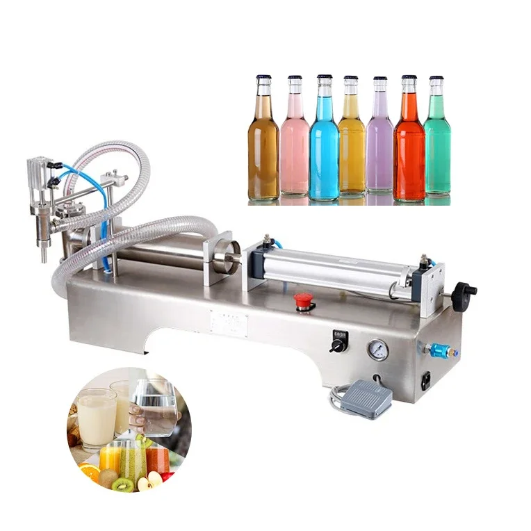 2 nozzles manual horizontal auto glass bottle piston small volume water juice beverage semi automatic liquid filling machine