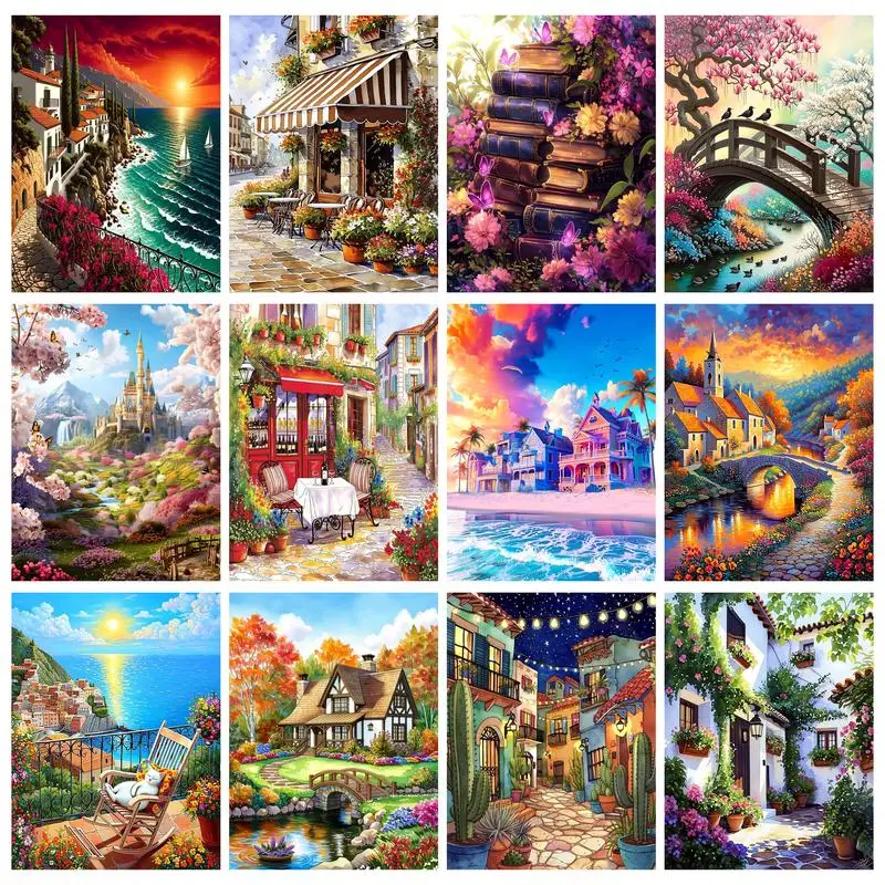 

GATYZTORY DIY Landscape Pictures By Number Kits Home Decor Painting By Numbers House Drawing On Canvas HandPainted Art Gift