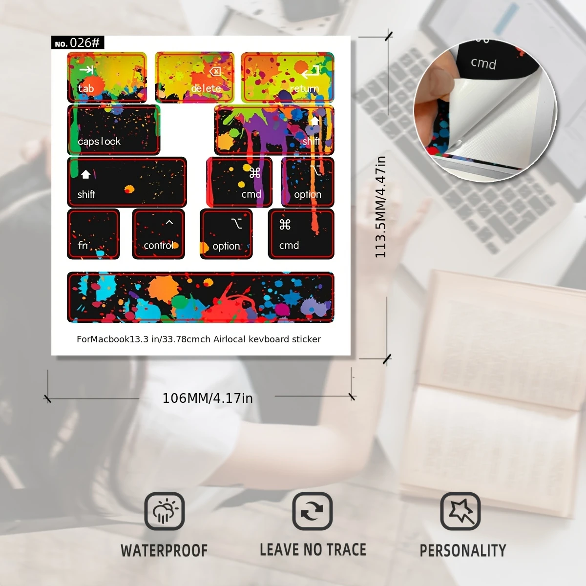 Colorful Graffiti Laptop Keyboard Sticker Set Waterproof Anti Scratch Vinyl Decal Street Art Keyboard Skin Computer Decoration
