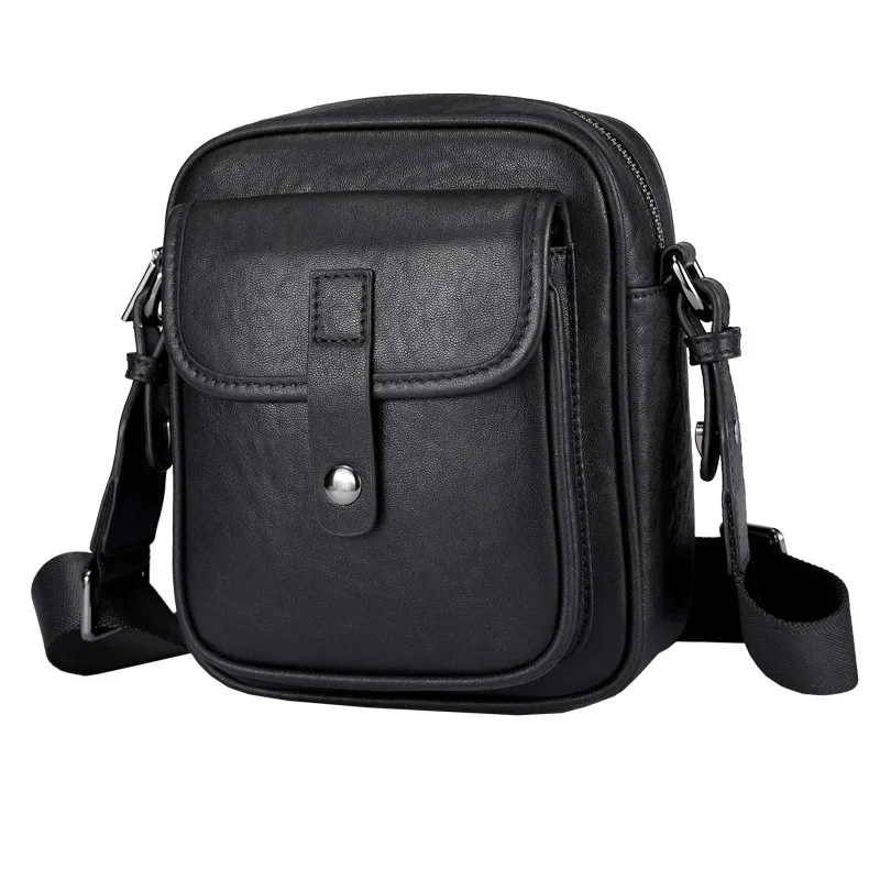 2024 New Men's Shoulder Bag Genuine Leather Small Messenger Bag Male Business Fashion Mini Mobile Storage Package Bag