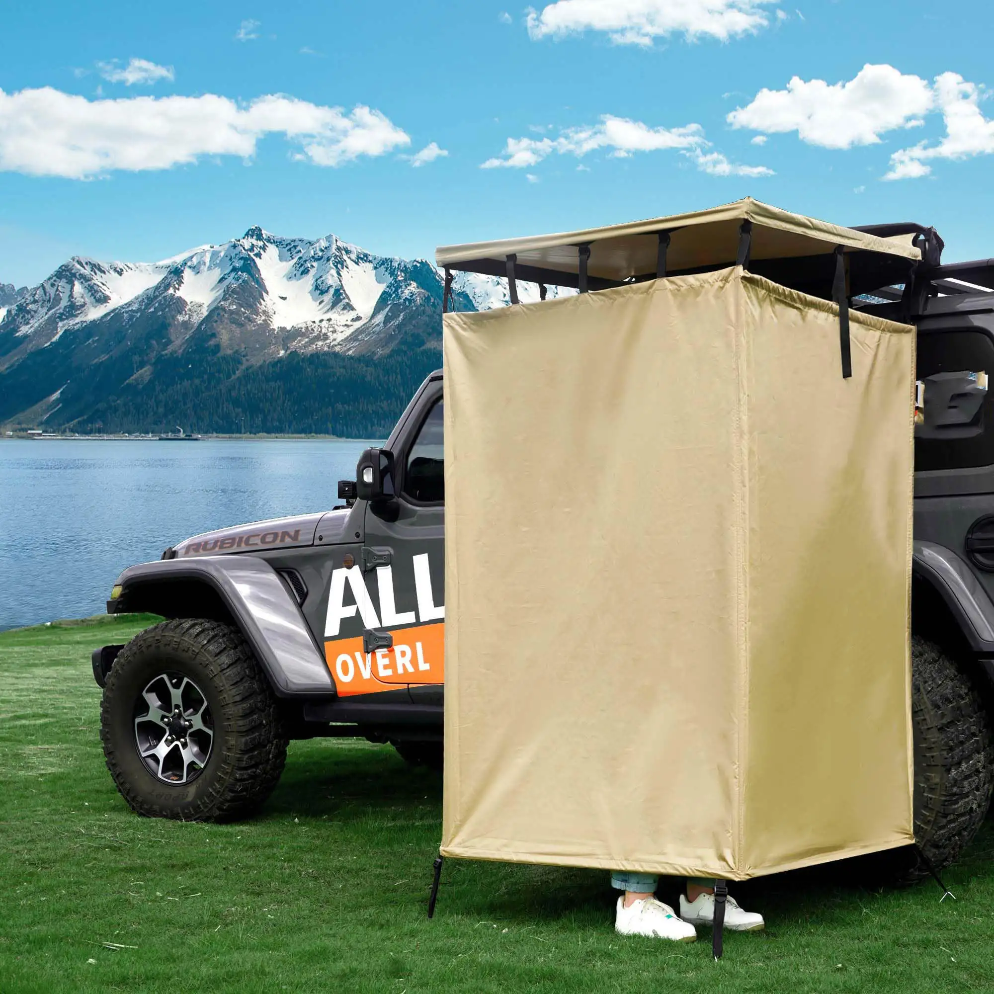 Covered All Round Offroad Shower Tent Car Side Shower Tent With Led Light Suitable All Car Heights