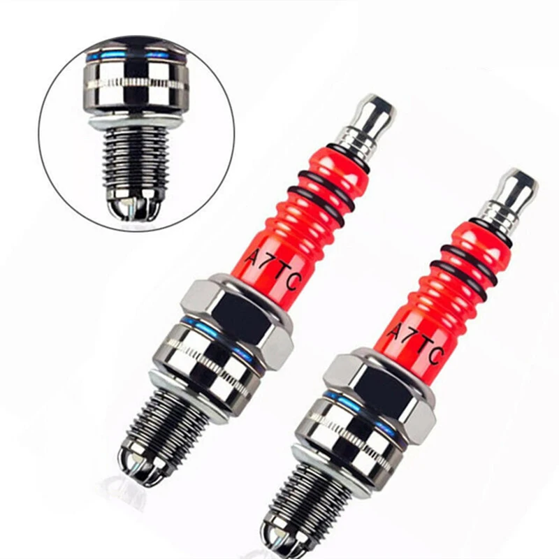 Racing 3-Elektroden 10mm Zündkerze A7TC Passend für GY6 50CC 110CC 125CC 150CC ATV Roller Dirt Bike Go-Kart Motorrad Zubehör