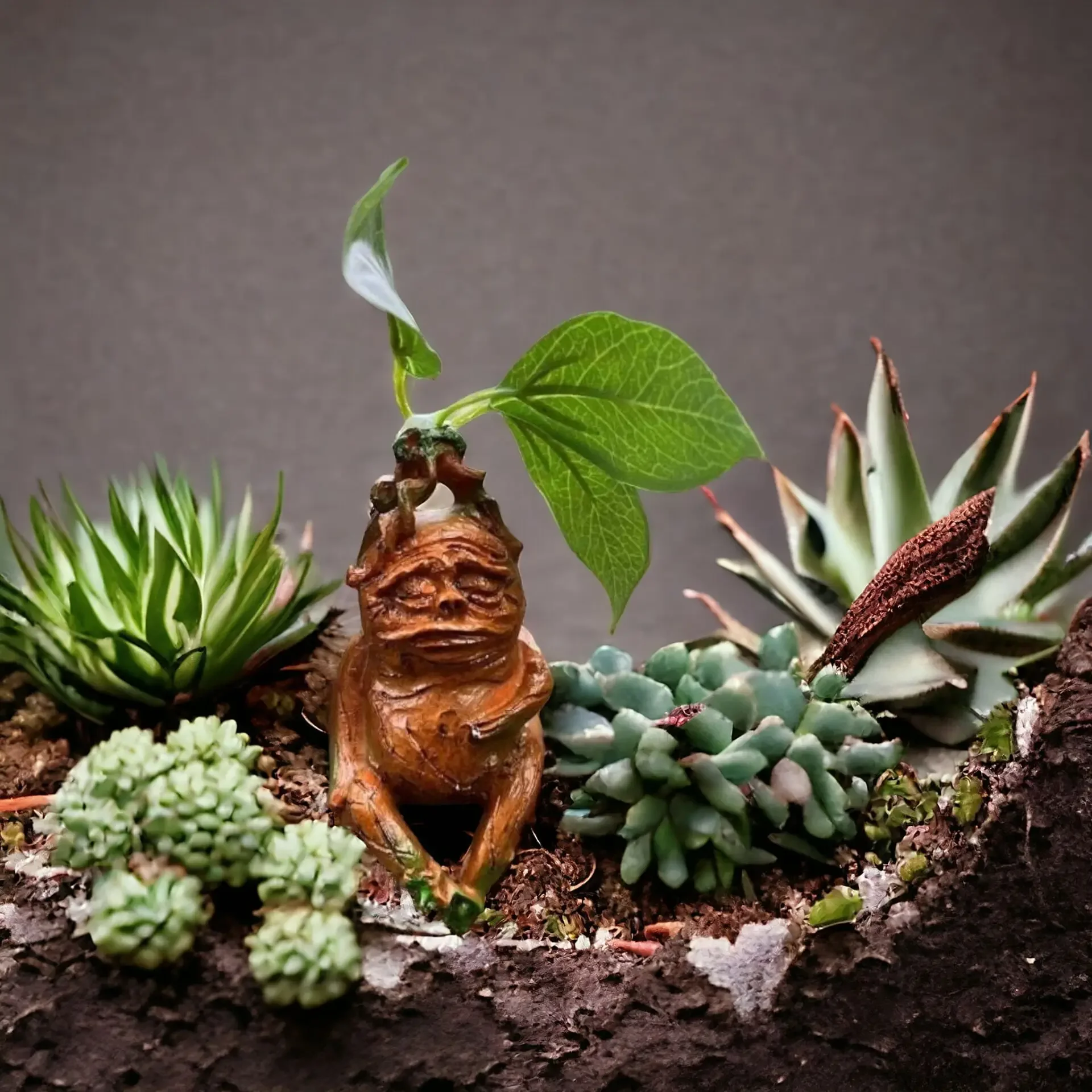 Mandrake grass outdoor courtyard garden ornaments indoor leaf villain decoration home decor fairy garden