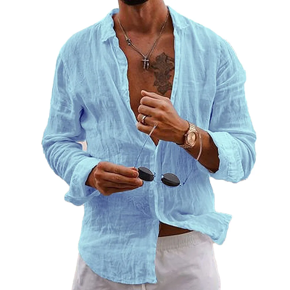 

Mens Casual Cotton Blend Shirt Long Sleeve Loose Blouse Button Down Thin Shirts Tops Comfortable Beachwear Fashion Streetwear