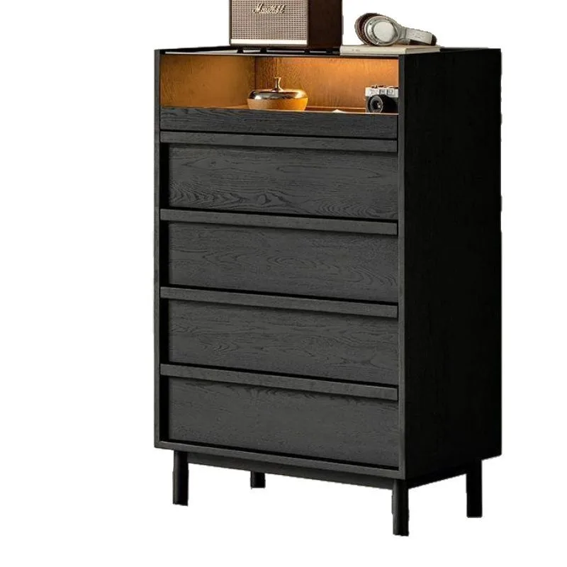 

chest of drawers ash wood black light luxury simple modern Japanese living room bedroom chest of drawers storage locker
