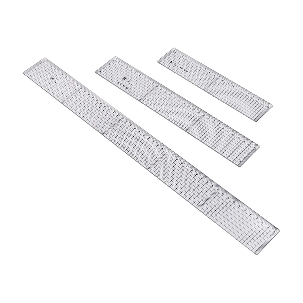 School Supplies 20 30 50cm Transparent Ruler Board PVC Grid Writing Students Ruler Clear Stationery Straightedge Sewing Drawing