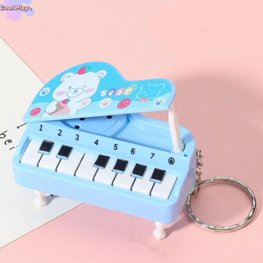 Mini porte-clés de Piano électronique de couleur unie, ours lapin, pendentif de clé de Mini Piano, mignon Instrument de musique Vertical, porte-clés de Piano