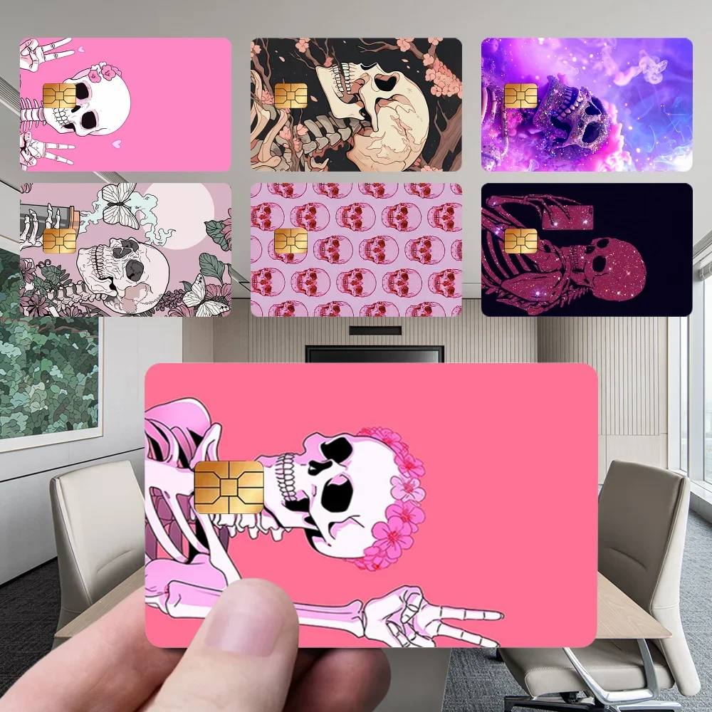 

P-Pink S-Skulls Stickers New Cartoon Card Debit Bank Charge Card Bus Metro Waterproof Sticker Decal Decoration