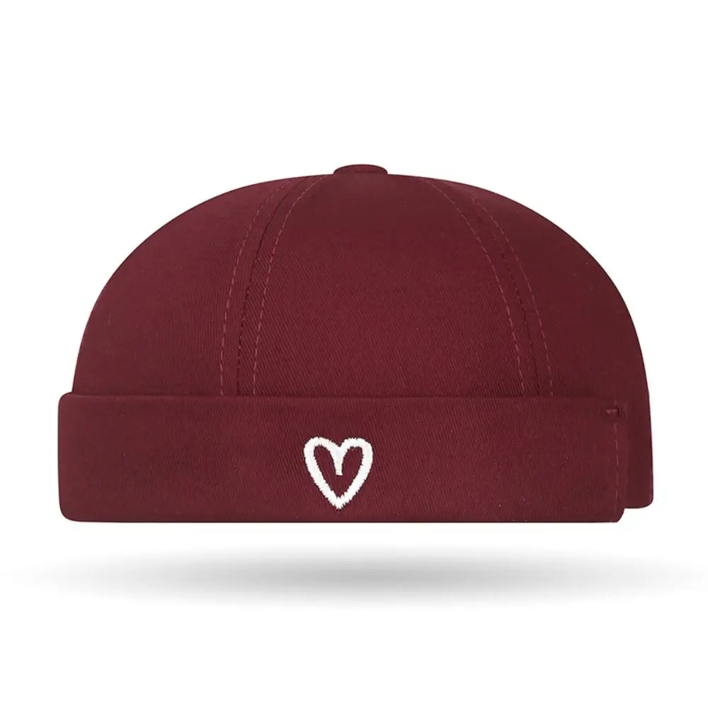 Casual Heart Love Label Docker Cap Cotton Adjustable Brimless Hat Hip Hop Landlord Hat Men and Women
