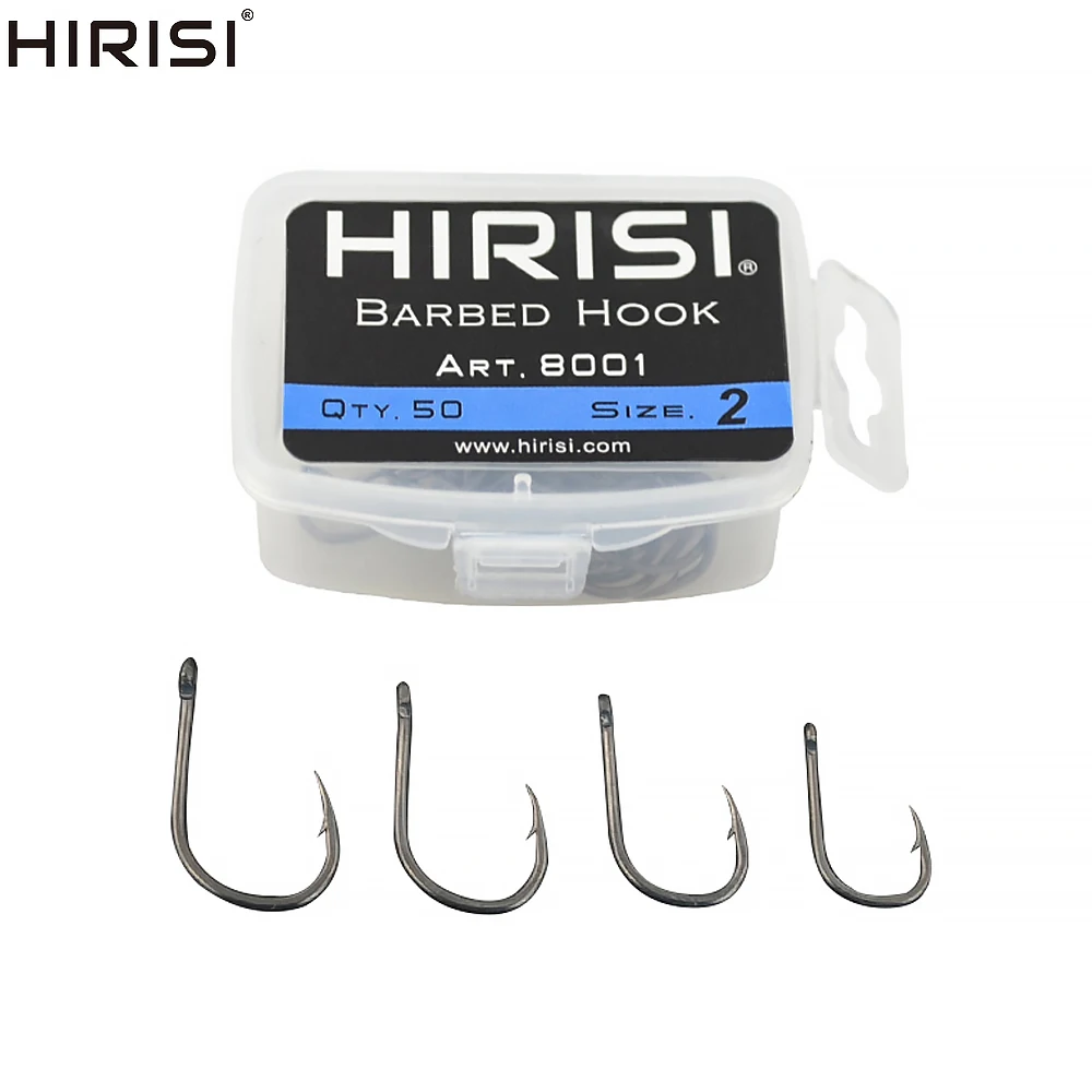 50pcs Barbed  Coated Carp Fishing Hooks with Eye Design in Japan Made by High Carbon Steel 8001