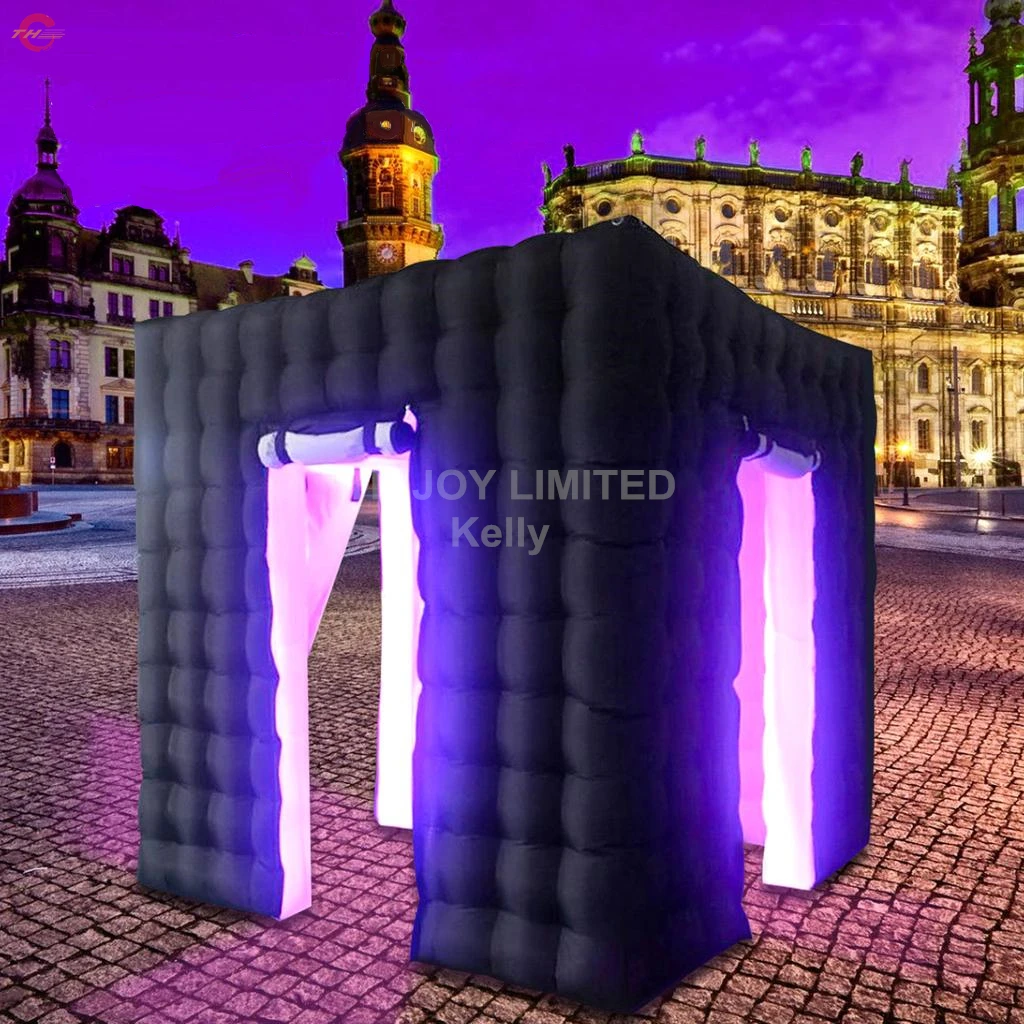 

Free Air Ship 3x3m LED Lighting Inflatable Photo Booth Cube Inflatable Cabin Tent for Selfie