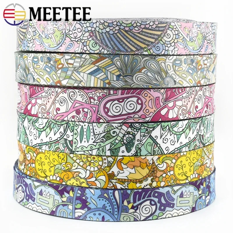 2-10M Meetee 38mm Nylon Webbing Ribbon Printed Tape Belt Strap Dog Pet Collar Leash Rope Band for Sewing Clothes Accessories