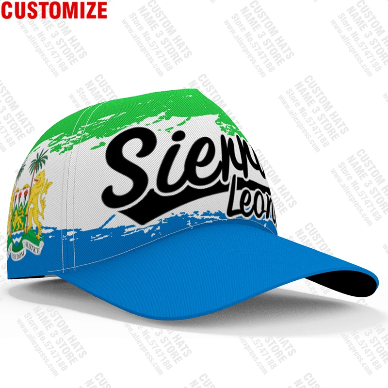 Sierra Leone Baseball Cap Custom Made Name Team Logo Sl Hat Sle Country Travel Leonean Nation Republic Flag Photo Headgear